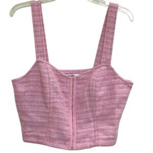 BB Dakota by Steve Madden NWT Bouclé Up Tweed Bustier Corset Crop Top Pink Large